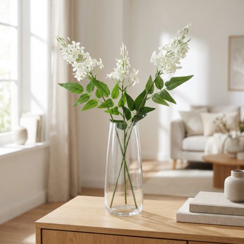 Gałązka kwitnąca Floks sztuczne kwiaty białe 78cm 3szt | Floristik24.pl