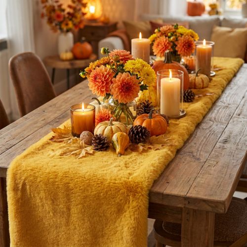 Futro Ribbon Yellow Faux Fur for Crafting Table Runner 15×150cm | Floristik24.pl