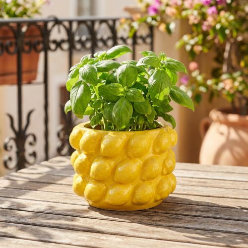 Produkt Doniczka ceramiczna donica cytrynowo-żółta Ø18cm W13cm