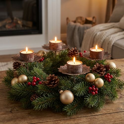 Podgrzewacz tealight vintage tealight do przyklejania szary Ø9cm H8.5cm 4szt | Floristik24.pl