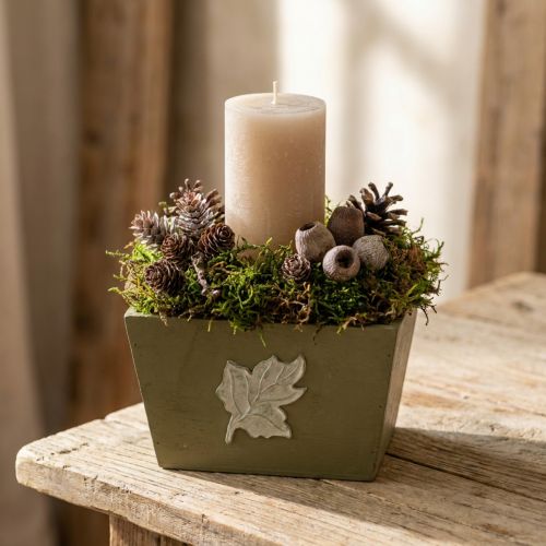 Drewniana skrzynka na rośliny, styl shabby chic, zielona, 11×14,5×14 cm | Floristik24.pl