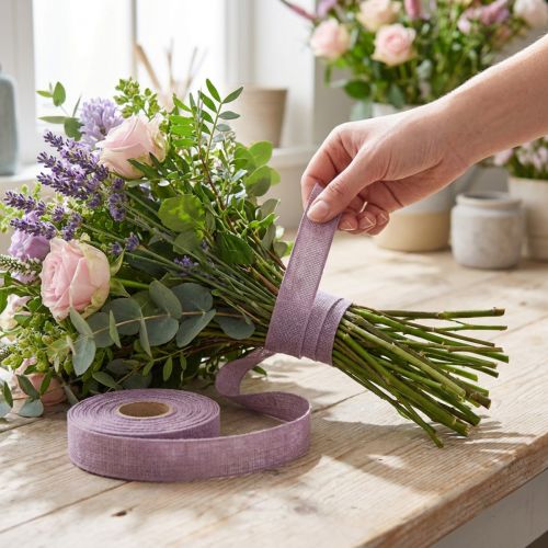 Produkt Wstążka dekoracyjna naturalna fioletowa wstążka lniana 25mm 20m
