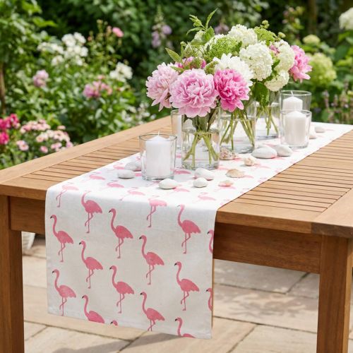 Tkanina dekoracyjna Flamingo White-Pink 30cm x 3m | Floristik24.pl