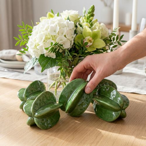 Ceramiczna dekoracja karambola karambola 10 cm, zielona, zestaw 3 elementów | Floristik24.pl