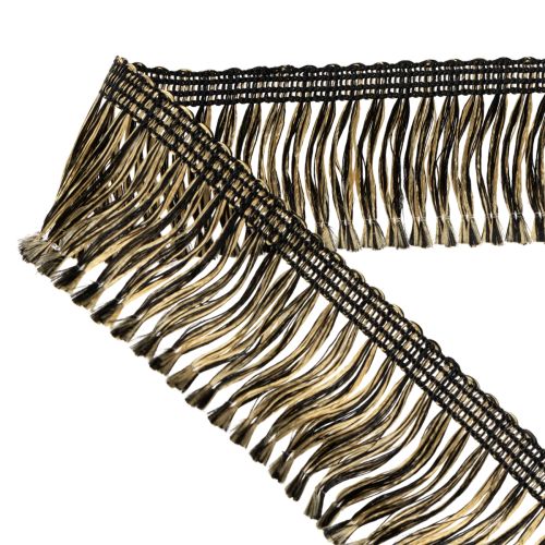 Produkt Czarno-złota frędzla 4 cm x 25 m - idealna do dekoracji wieńców, wstążek żałobnych i akcesoriów vintage