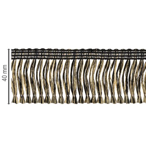Produkt Czarno-złota frędzla 4 cm x 25 m - idealna do dekoracji wieńców, wstążek żałobnych i akcesoriów vintage