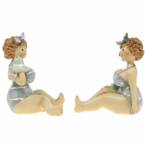 Floristik24 Figura dekoracyjna dama w stroju kąpielowym szara 10cm 2szt