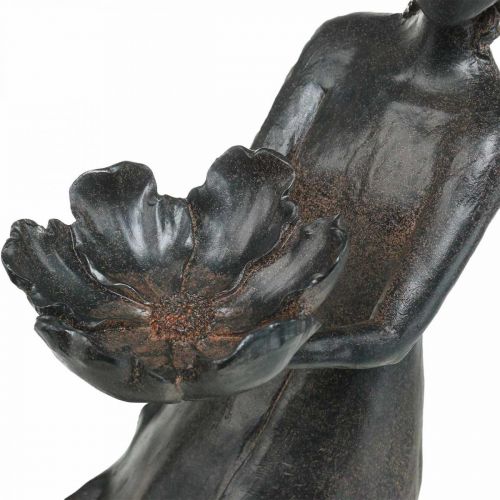 Floristik24 Ptak do kąpieli kwiat dziecko ogród metalowy wygląd antracyt 56,5 cm