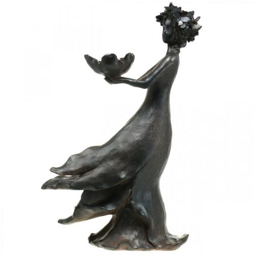 Floristik24 Ptak do kąpieli kwiat dziecko ogród metalowy wygląd antracyt 56,5 cm