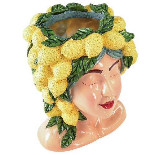 Doniczka z biustem w kształcie cytryny, dekoracja śródziemnomorska, wys. 29 cm