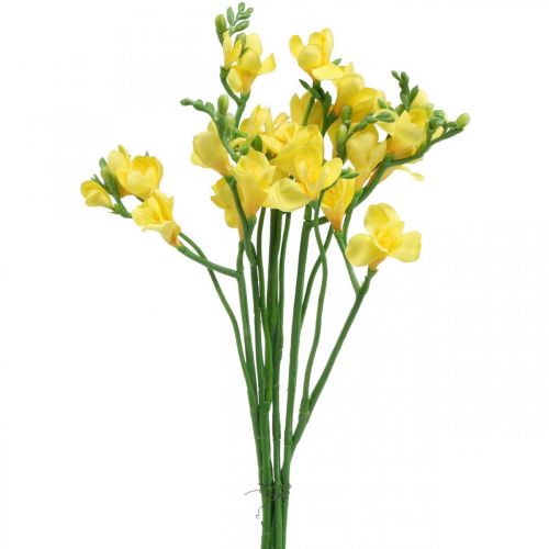 Frezje, kwiaty sztuczne, frezje w pęczku żółte dł.64cm 6szt