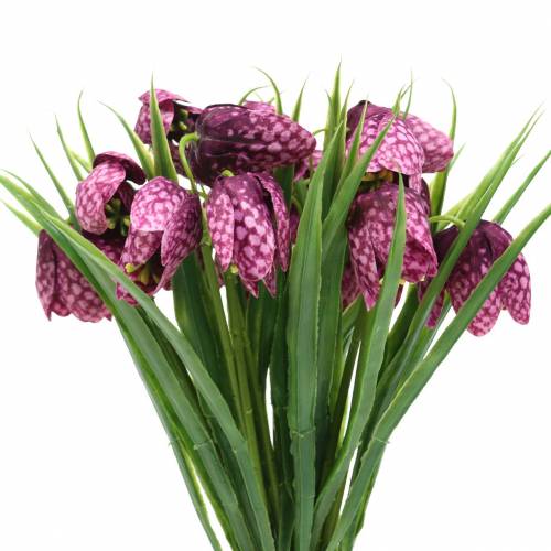Kwiaty szachownicy Fritillaria sztuczny fiolet 29cm 6szt
