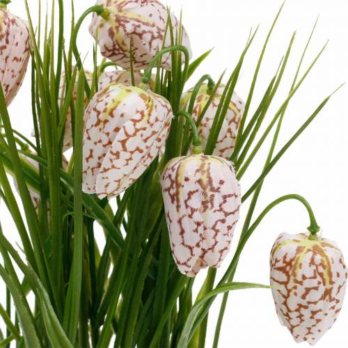 Floristik24 Sztuczny kwiat doniczkowy w szachownicę, fritillaria z wiosennego kwiatu, kwiat jedwabiu czerwony biały