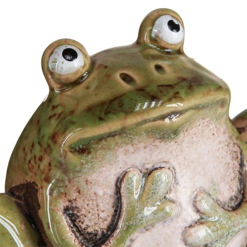 Produkt Dekoracja Żaba Ceramiczna Zielony Brązowy Vintage Lato W7cm 4 szt
