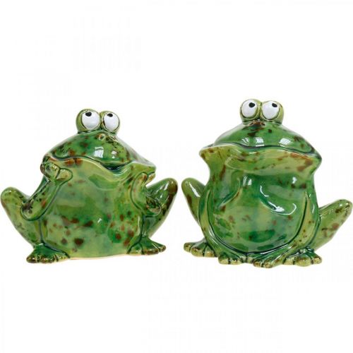 Floristik24 Para żab, dekoracja ceramiczna, żaba ozdobna, żaby siedzące