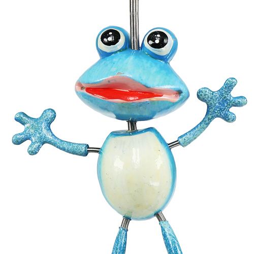 Produkt Skacząca żaba z zawieszką z piór 13cm Niebieska