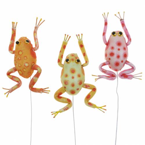 Dekoracyjne żabki w kropki z drucikiem 7,5cm 3szt asortyment