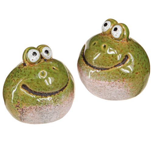Produkt Głowa Żaby Ceramiczna Lato Zielony Brązowy Vintage 7x7cm 4 szt
