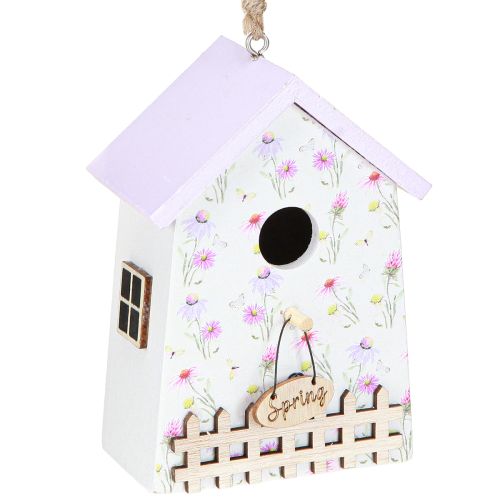 Produkt Dekoracja wiosenna budka dla ptaków lila biała wys. 11 cm 3 szt.
