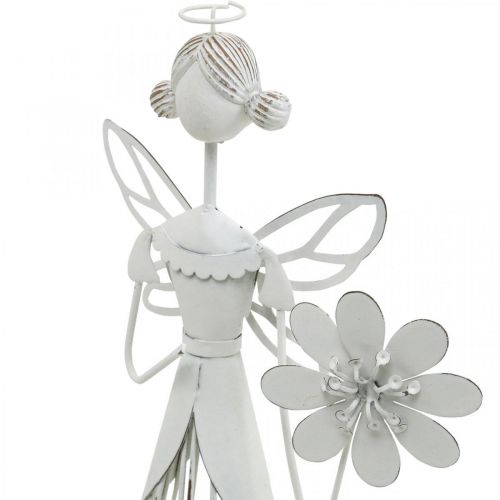 Floristik24 Wiosenna dekoracja, kwiatowa wróżka, metalowy lampion, wróżka z kwiatem 34,5cm