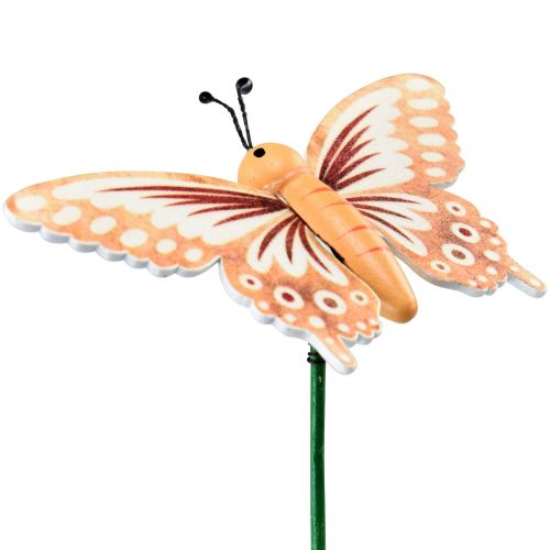 Floristik24 Zatyczka kwiatowa drewniana dekoracyjna motyle na patyczku 23cm 16 sztuk