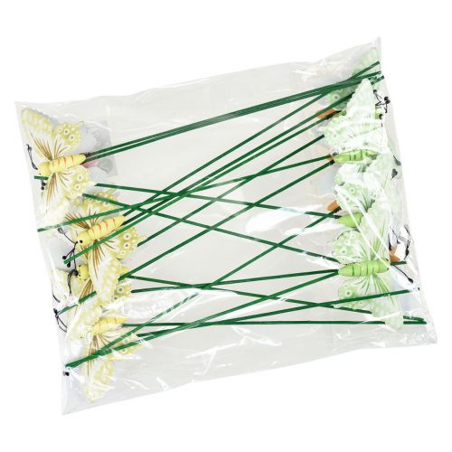 Floristik24 Zatyczka kwiatowa drewniana dekoracyjna motyle na patyczku 23cm 16 sztuk
