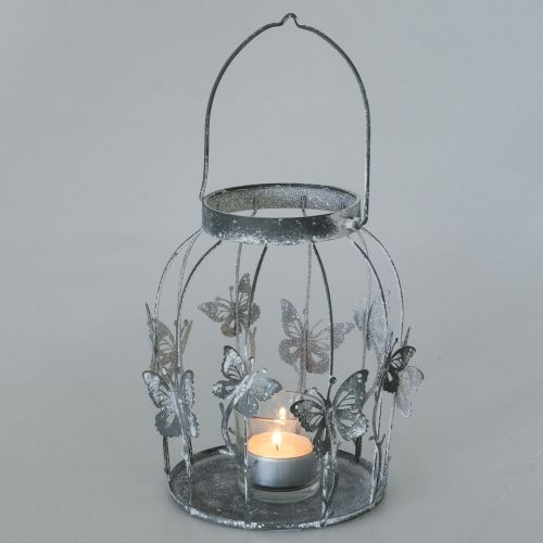 Floristik24 Wiosenna dekoracja, lampion z motylami, metalowy lampion, lato, dekoracja świec