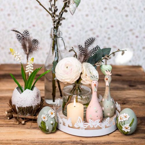 Produkt Taca wiosenna, dekoracja w kształcie motyla, dekoracja stołu, metalowa dekoracja do sadzenia w kolorze białym Ø20cm W6,5cm