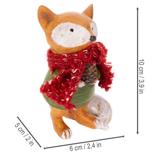 Lis dekoracyjny z szalikiem i szyszką, 10cm, 2 sztuki | Floristik24.pl