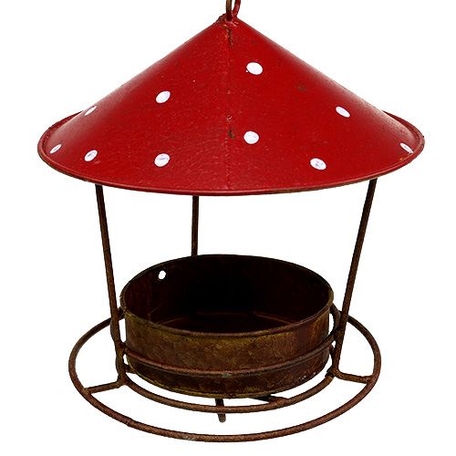 Floristik24 Karmnik dla ptaków do zawieszenia czerwony, ruszt Ø16cm W40cm
