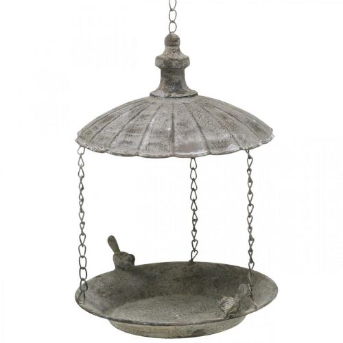 Ozdobny karmnik dla ptaków, wisząca wanna dla ptaków, metalowy kosz wiszący brązowy, myty biały Ø25cm W36cm