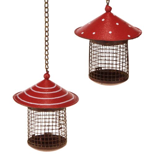 Floristik24 Stacja karmienia ptaków muchomor metalowy do zawieszenia 14cm 2szt