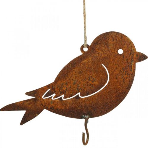 Produkt Ozdobny ptaszek, wieszak na jedzenie, metalowa dekoracja stal nierdzewna 19 × 13,5 cm