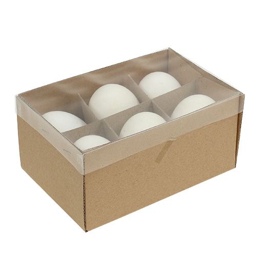 Floristik24 Jaja gęsie białe 7cm - 8cm 6szt.