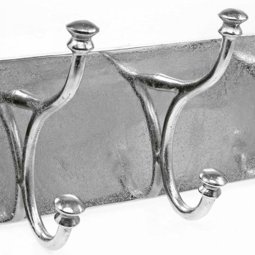 Floristik24 Szafa z 3 haczykami, listwa haczykowa do zawieszenia, ozdobne haczyki z metalu w stylu vintage srebrne L46cm