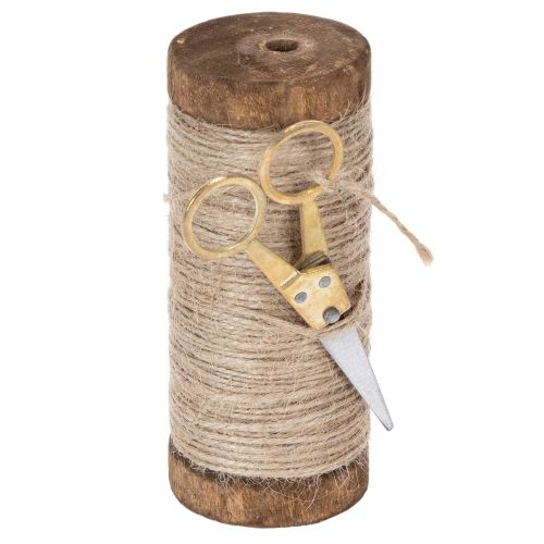 Floristik24 Szpulka na włóczkę z ozdobnymi nożyczkami Ø6,5cm wys.15cm 2 szt. Styl vintage