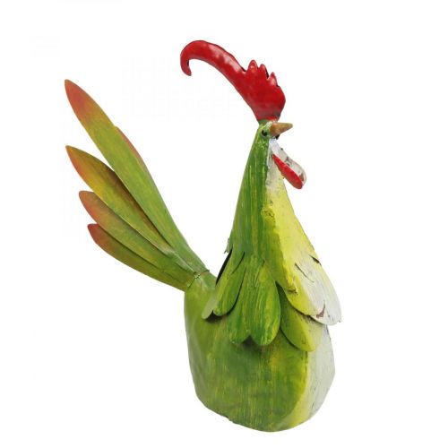 Floristik24 Dekoracja ogrodowa Kogut Metalowa dekoracja stołu Wielkanocna zieleń 24×6×22cm