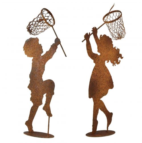 Floristik24 Dekoracja ogrodowa rdzawa figurka chłopca wys. 44–46 cm 2 szt