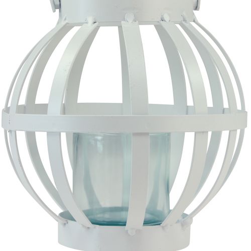 Produkt Latarnia ogrodowa, metalowa, szklana latarnia do zawieszenia, biała Ø18,5cm