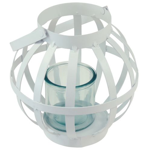Produkt Latarnia ogrodowa, metalowa, szklana latarnia do zawieszenia, biała Ø18,5cm