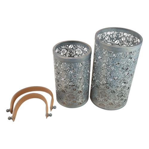 Produkt Latarnia ogrodowa Metalowy uchwyt do latarni, szary, wys. 30,5/25 cm, zestaw 2 szt