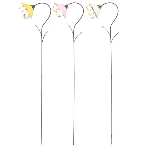 Produkt Pałka Ogrodowa Kwiat Metalowe Kwiaty Żółty Różowy Biały 49cm 3 szt