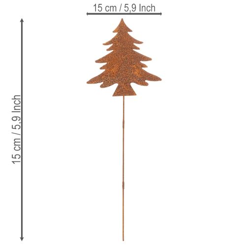 Palik ogrodowy, stal patynowana, jeleń, gwiazda, jodła, wys. 10/15 cm, 3 sztuki | Floristik24.pl