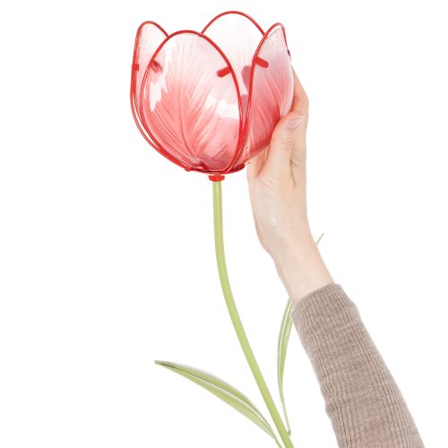 Produkt Szklany palik ogrodowy Tulip – piękna dekoracja do ogrodu i balkonu, 94 cm