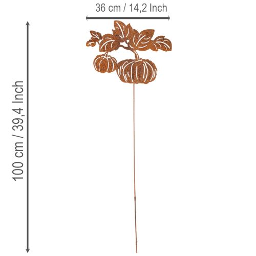 Produkt Palik ogrodowy z motywem dyni, dekoracja metalowa, wykończenie rdzawe, 100 cm