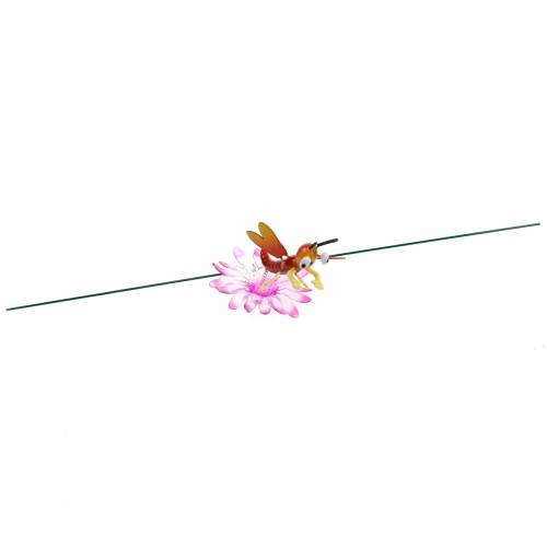 Floristik24 Ważka ogrodowa na kwiatku z metalowym sprężynowym pomarańczowym, różowym wys.74cm