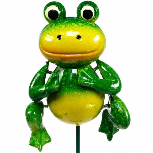 Floristik24 Ozdobna żaba skacząca z metalowymi sprężynami zielony, żółty W65,5cm