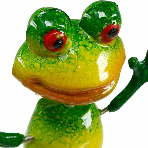 Floristik24 Żabka w kształcie kwiatka z metalowymi sprężynami zielony, żółty wys.65,5cm