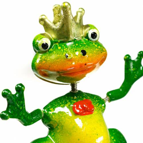 Floristik24 Garden Stake Frog King z metalem Spring Green, Yellow, Golden H68.5cm