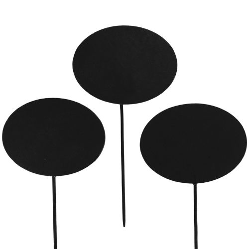 Floristik24 Etykiety na rośliny, korki do łóżek, drewno, tabliczki drewniane, owalne, czarne, 19 cm, 12 sztuk